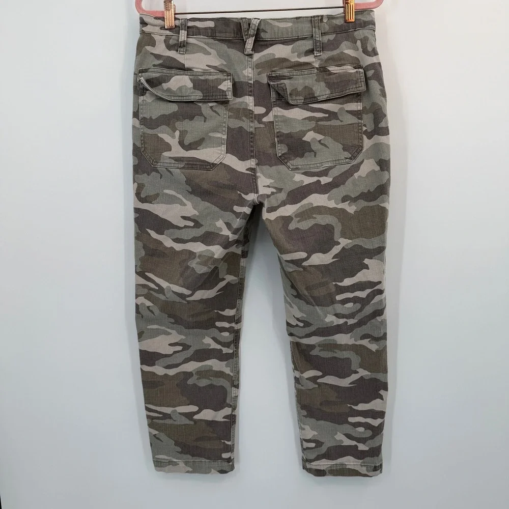 J Crew Womens Camo Straight Leg Crop Pants Green Camouflage Utility Chino Sz 31